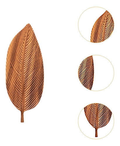 Bandeja De Madera Con Forma De Hoja, 38cm X 15cm X 2cm