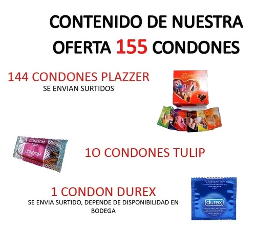 Caja 155 Condones Preservativo Plazzer Tulip Durex W11