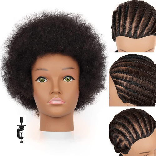 Cabeza De Maniqui Femenino Afroafricano 100% Cabello Humano 