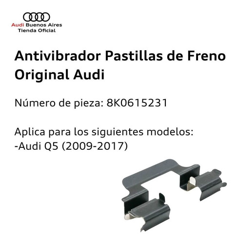 Antivibrador Pastillas De Freno Audi Q5 2009 Al 2016