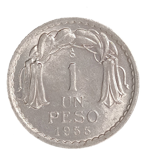 Chile 1 Peso 1955 Sin Circular Km 179a