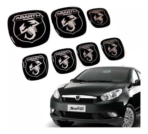 Adesivo Emblemas Grand Siena Abarth Black Volante Roda Res28