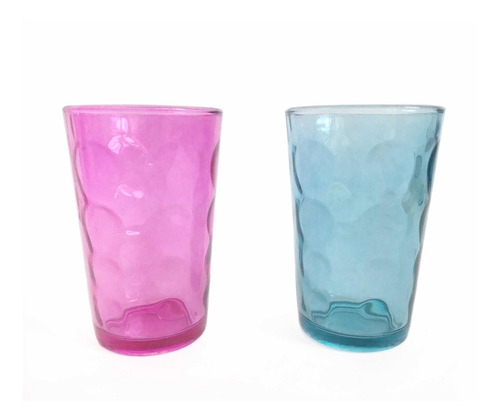 Juego 6 Vasos De Vidrio De Colores
