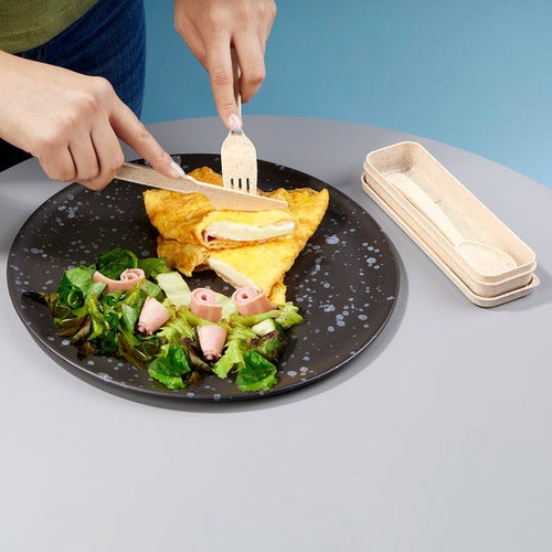 Set De Cubiertos Escolares Con Estuche, Eco Friendly Marrón