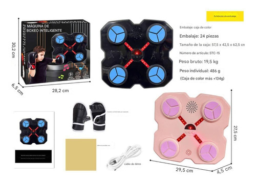 Maquina Boxeo Bluetooth Músical Luces Led 4 Paneles Usb