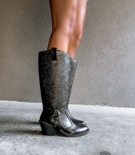 Bota Bucanera Texana Mujer 2 En 1 Eco Cuero Desmontable