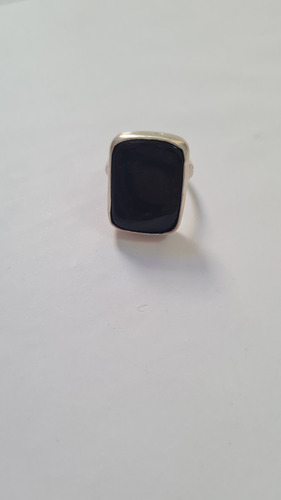 Anillo De Plata 950 Con Piedra Onix Artesanal Hecho A Mano Negro 14