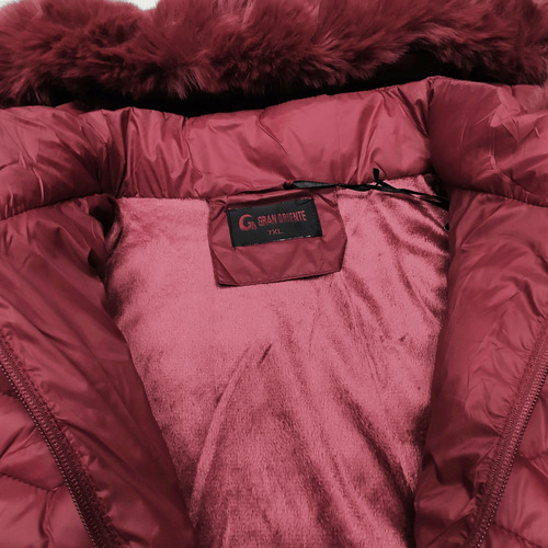 Campera Talla Grande Inflable Larga Piel Capucha Desmontable