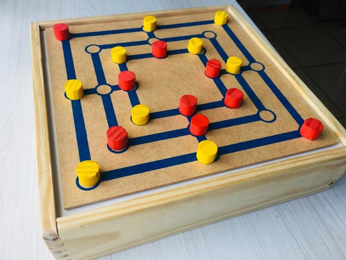 Conjunto Jogos 4x1 Dama Dominó Ludo Trilha Caixa Em Madeira