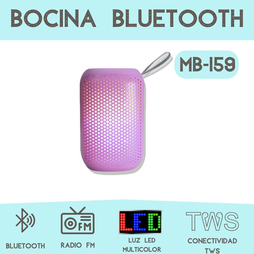 Bocina Bluetooth Con Luz Led Multicolor Radio Fm Conectividad Tws Portátil