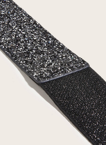 Cinto Cinturón Elástico Brillante Plata O Negro Talla Extra