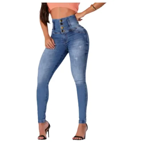 Cal a Jeans Feminina C s Alto Com Lycra Empina Bumbum
