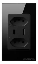 Comprar Tomada Inteligente Dupla 16A Wi-fi NOVADIGITAL S2C-USB-C Com Porta USB e USB-C Embutir Compatível com Alexa e Google Home Cor Preto Bivolt 110v\u002F220v