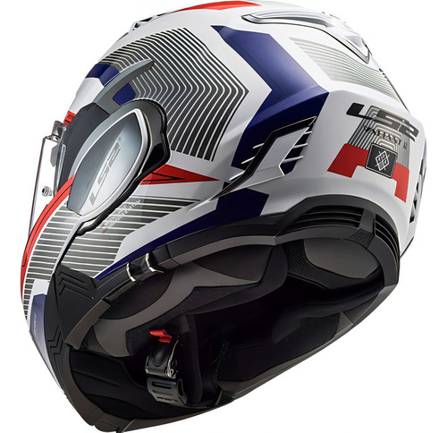 Casco Ls2 Ff900 Valiant 2 Revo, blanco, vermelo, azul, pinlock, color blanco/rojo/azul, talla S - P 55 56