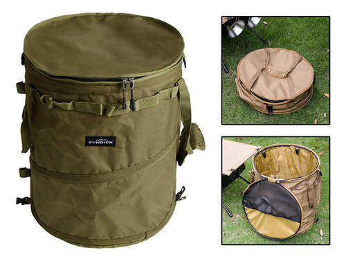 Cubo De Basura For Acampar Al Aire Libre, Verde 41cmx47cm