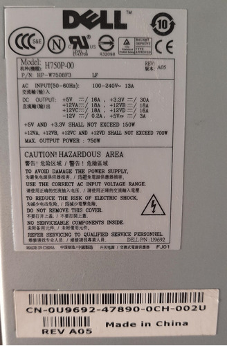 Fuente De Poder Para Servidor -  Dell Hp750 - 750w