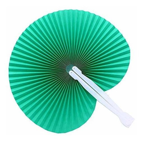 Imagen 3 de 4 de Bestage 20 Pack Fans De Mano Plegable Papel Verde Boda Agreg