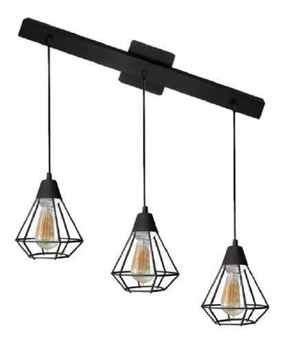 Imagen 8 de 10 de Lampara Colgante 4 Luces Mini Jaula Diamante E27 Apto Led