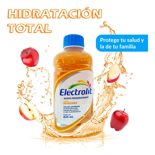 Electrolit Suero Rehidratante Sabor Manzana 625ml 6pz