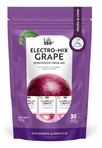 Life360+ Electro-mix Effervescent Drink Uva 30 Sobres