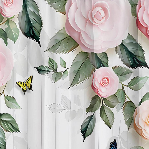 Las Cortinas Transparentes Con Estampado De Rosas 132x241cm