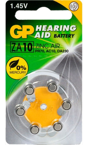 Pilas Gp Auditiva 10 Yellow - (blister 6) - 0070 - 10 Unid