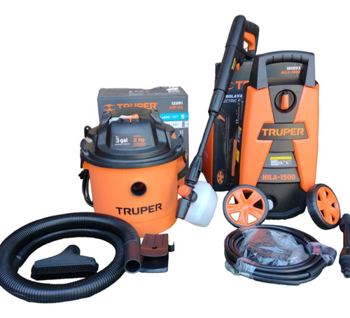 Set Hidrolavadora 1500psi + Aspiradora 3 Galones Truper