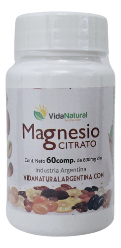Sup Vidanatural  Magnesio Citrato Carbohidratos Pote 48g 60