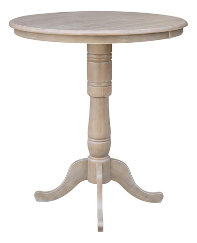 Mesa De Pedestal Redonda 36 Con 2 Taburetes Gris Desgastado