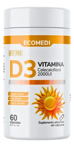 comprar Vitamina D3 2000 Ui Colecalciferol 60 Cápsulas Ecomedi Sem Sabor