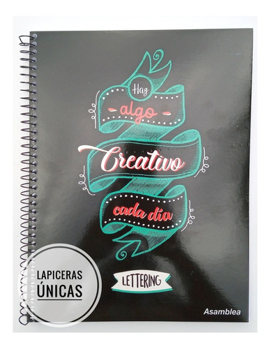 Cuaderno Lettering A4 Tapa Dura Negra 70 Hojas Punteadas