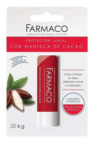 Farmaco Protector Labial Con Manteca De Cacao 4g
