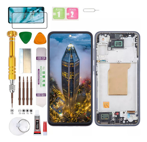 (negro) Macro+pantalla Para Samsung Galaxy A35 5g Sm-a356e, A356e/ds, A356b, A356b/ds, A356u, A356u1 Display Gadget Troops (incell Sin Huella Dactilar)