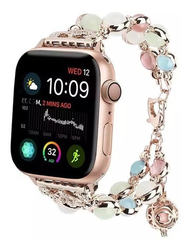 Extensible Correa Mujer Dorado Perlas Apple Watch 42/44mm