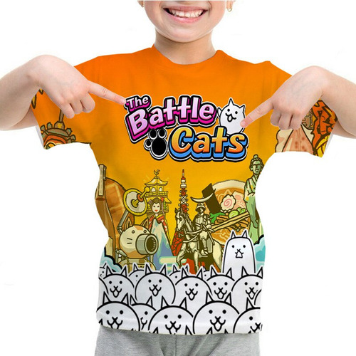 Playera Con Estampado 3d De The Battle Cats Para Niños