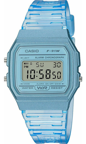 Reloj Casio F91ws-2 Para Hombre Retro, Esfera Azul