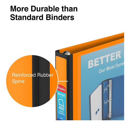 Binder Staples Better, 3 Anéis, 1,5 Polegadas, Laranja, Paco