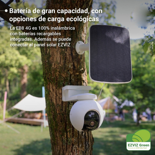 Kit Camara De Seguridad 4g Exterior Ptz Panel Solar Ezviz Cs-eb8-r100 Blanco