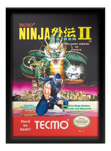 Quadro Capa Ninja Gaiden 2 Nes Nintendo Retro A3 33x45cm