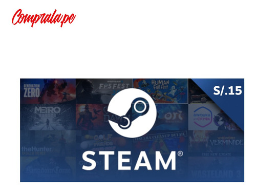 Tarjeta Steam Wallet 15 Soles Digital