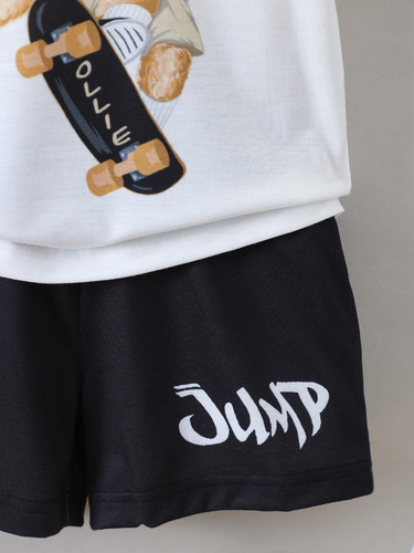 Conjunto De Camiseta Y Pantalones Cortos Con Estampado De Os