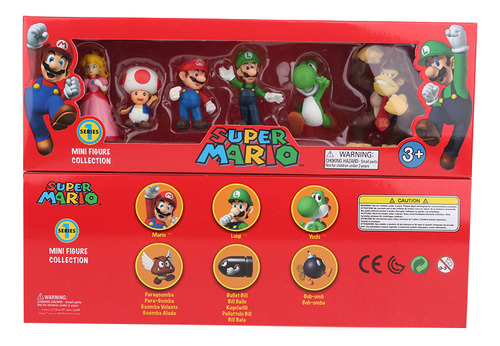 Bonecos Super Mario Coleção 6 Bonecos + Brinde - Promoção!
