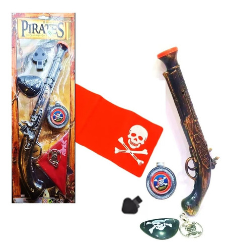 Imagen 4 de 8 de Pistola Pirata Set Blister Con Accesorios Pirates Edu