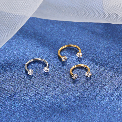 Piercing Helix Ferradura Aço Cirúrgico Zircônia Coração