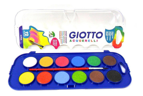 Imagen 2 de 5 de Acuarelas Con Pincel Giotto 12 Colores Casa Dorita