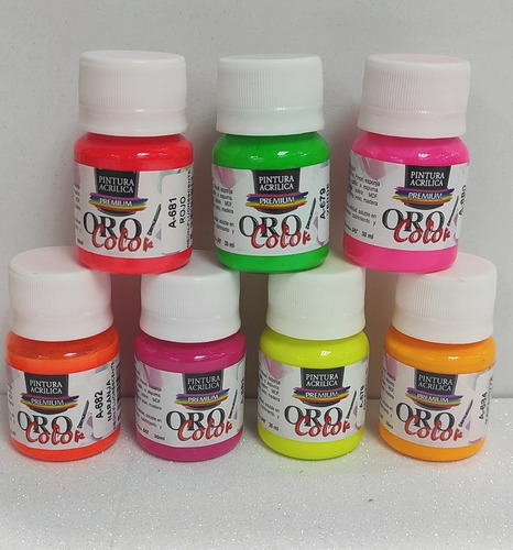 Pintura Neon Acrilica Fluorescente Premium 30 Ml X 2 Unds