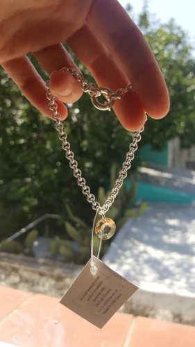 Pulsera Rolo Plata925 Cierre Marinero + Dije Ámbar Swarovski