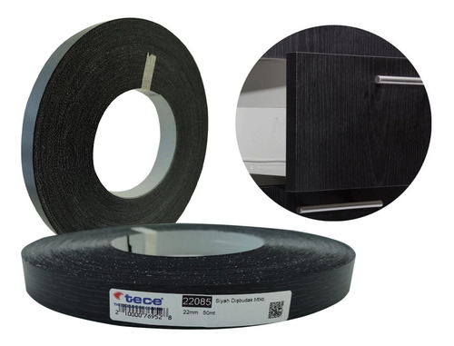 Filo Melaminico Preencolado Fresno Negro 22mm X 50mts Tece