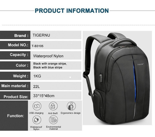 Mochila Impermeable Para Computadora Portátil