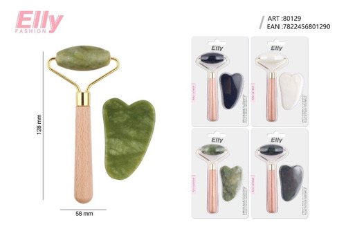 Rodillo Jade Masaje Facial Linfático + Piedra Gua Sha